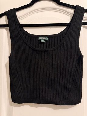 wild fable Black Ribbed Scoop Cropped Tank Top